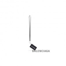 réplica feminino Balenciaga Estojo para cartão de dinheiro no chaveiro em preto/branco