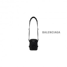 falsa Preços baixos Balenciaga Bolsa Mensageiro Tiracolo Exército Masculina em Preto