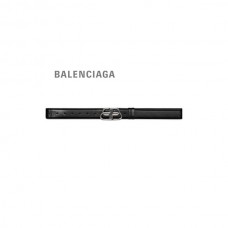 barato em vendas Balenciaga Cinto masculino Bb reversível crocodilo com relevo em preto