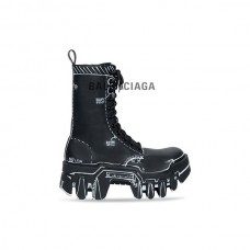 qualidade máxima réplica Balenciaga Bota masculina Bulldozer com cadarço em preto