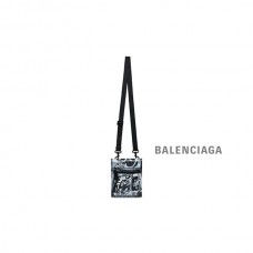 Preços baixos réplica Balenciaga Bolsa Explorer Masculina Pequena com Alça Grafite em Preto