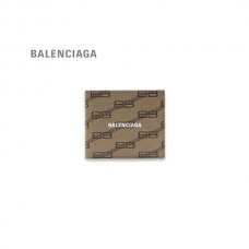 réplica vendas Balenciaga Carteira masculina quadrada dobrada assinatura Bb Monograma revestido de lona em bege