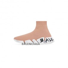 imitação atacado Balenciaga Tênis masculino Speed 2.0 Graffiti Recycled Knit em Bege Escuro