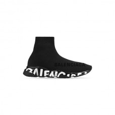 falsa atacado Balenciaga Tênis masculino Speed Recycled Knit Graffiti em preto