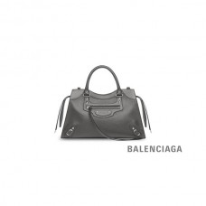 mais barato falsa Balenciaga Bolsa Média Neo Classic em Cinza Escuro