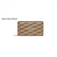 qualidade máxima réplica Balenciaga Signature Continental Wallet Bb Monogram Lona Revestida em Bege