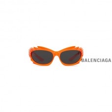 desconto hombre Balenciaga Óculos de sol retangulares Spike em laranja fluorescente