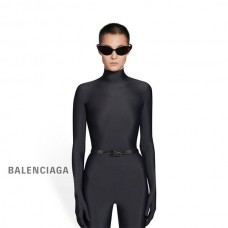 imitação fornecedor Balenciaga Cinto feminino Bb ampulheta fino crocodilo gravado com strass em preto