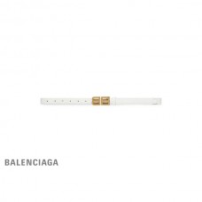 Compre réplica Balenciaga Feminino Bb ampulheta cinto fino crocodilo com relevo em branco