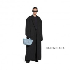 falsa compras da Balenciaga Cesta feminina Bistro Xs com alça em jeans azul claro