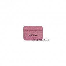 outlet Balenciaga Porta-cartão feminino em tecido cintilante rosa