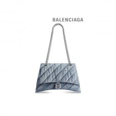 atacado Balenciaga Bolsa feminina Crush corrente média acolchoada em jeans azul