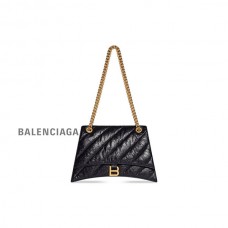 Preços baixos desconto Balenciaga Bolsa feminina Crush corrente média acolchoada em preto