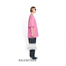 falsa atacadistas Balenciaga Bolsa feminina Crush corrente média acolchoada em branco ótico