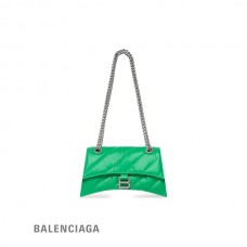 imitação Balenciaga Bolsa feminina Crush pequena corrente acolchoada em verde brilhante