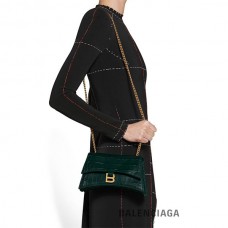 Liberação online Balenciaga Bolsa feminina Crush Xs corrente crocodilo com relevo em verde floresta