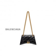 falsa Pré-Venda Balenciaga Bolsa feminina Crush Xs com corrente acolchoada em preto