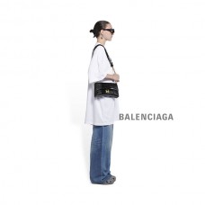 Compre Liberação Balenciaga Bolsa de ombro feminina Downtown Xs crocodilo com relevo em preto