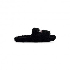 imitação atacadistas Balenciaga Sandália feminina Furry Slide em preto/branco/vermelho