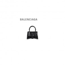 Liberação vendas Balenciaga Minibolsa ampulheta feminina crocodilo com relevo em preto