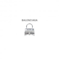 Preços baixos online Balenciaga Minibolsa ampulheta feminina crocodilo metalizado com relevo prateado