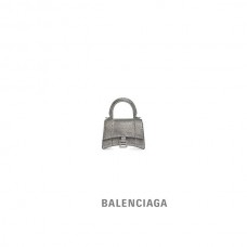 imitação Liberação Balenciaga Minibolsa Ampulheta Feminina com Corrente e Strass em Cinza