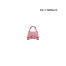 atacado Balenciaga Minibolsa Ampulheta Feminina com Corrente em Tecido Cintilante Rosa