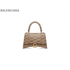 falsa Liberação Balenciaga Bolsa feminina Ampulheta Pequena Bb Monograma Revestida em Lona em Bege