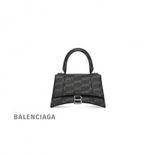 barato atacado Balenciaga Bolsa feminina ampulheta pequena Bb Monograma revestido de lona em preto