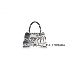 Compre desconto Balenciaga Bolsa feminina ampulheta pequena grafite em branco ótico