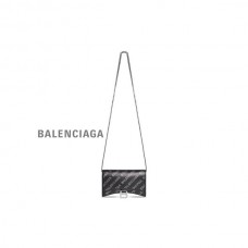 feminino réplica Balenciaga Carteira feminina ampulheta com corrente e strass em preto