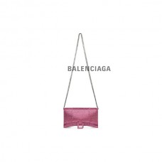 Compre falsa Balenciaga Carteira feminina ampulheta com corrente e strass em rosa