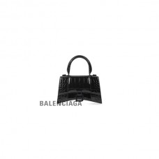 vendas falsa Balenciaga Bolsa feminina Ampulheta Xs Crocodilo em relevo com strass em preto