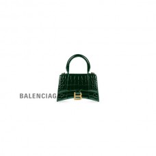 qualidade máxima falsa Balenciaga Bolsa feminina Ampulheta Xs crocodilo com relevo em verde floresta