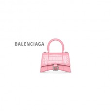 Liberação Loja da Balenciaga Bolsa feminina ampulheta Xs crocodilo com relevo em rosa