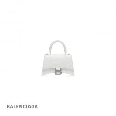 imitação Pré-Venda Balenciaga Bolsa Ampulheta Xs Feminina Crocodilo Gravado em Branco