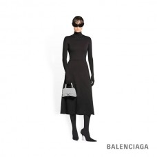 falsa online Balenciaga Bolsa feminina Ampulheta Xs em tecido brilhante em prata