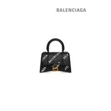 desconto hombre Balenciaga Bolsa Ampulheta Xs Feminina com Corrente e Logotipo Strass em Preto