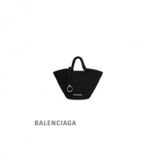 falsa Loja da Balenciaga Cesta pequena feminina Ibiza com alça em preto