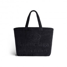 barato vendas Balenciaga Bolsa Tote Jumbo Feminina Grande em Tecido Toalha em Preto