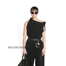 imitação envio grátis Balenciaga Cinto Feminino Le Cagole Charms em Preto