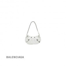 barato imitação Balenciaga Mini bolsa feminina Le Cagole com corrente em branco