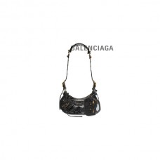 mais barato online Balenciaga Bolsa de ombro feminina Le Cagole Xs crocodilo com relevo em preto