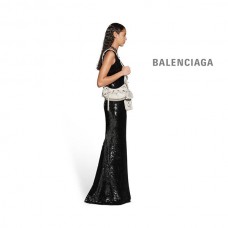 réplica feminino Balenciaga Bolsa de ombro feminina Le Cagole Xs efeito sujo em branco ótico