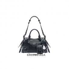 imitação envio grátis Balenciaga Bolsa feminina Neo Cagole City pequena efeito sujo em preto