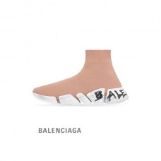 Liberação desconto Balenciaga Tênis Feminino Speed 2.0 Graffiti Recycled Knit em Bege Escuro