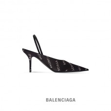 falsa desconto Balenciaga Faca quadrada feminina Slingback mula 80 mm com strass em preto