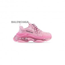 Liberação Loja da Balenciaga Tênis feminino com sola transparente Triple S em rosa