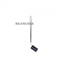 Preços baixos falsa Balenciaga Estojo para cartão de dinheiro masculino em chaveiro em preto