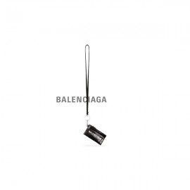 réplica fornecedor Balenciaga Caixa de cartão de dinheiro masculino em chaveiro crocodilo em relevo em cinza escuro/branco